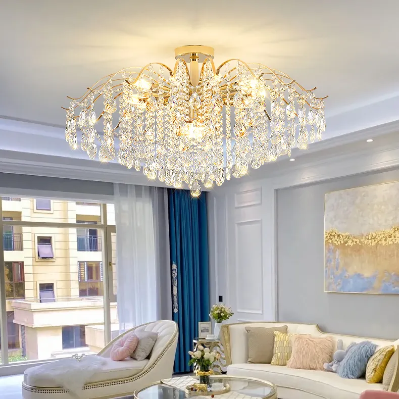 Hiện đại Deco tùy chỉnh sảnh khách sạn ánh sáng thủy tinh pha lê sang trọng đèn chùm