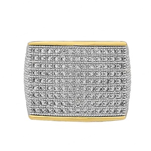 Bague cubaine pour homme, style hip-hop, très tendance, entièrement sertie de diamants, en cuivre, pour fiançailles, fête ou cadeau - Laiton plaqué or 18 carats - Product Image 6