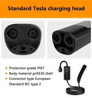 Cargador para Vehículos Eléctricos Modelo E de 32A para Tesla/NACS con Conector para Vehículos Eléctricos de 3 Pines CEE, Cargador para Automóviles de Nivel 2 de 7 kW, Cargador Móvil para Vehículos Eléctricos Tesla