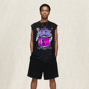 Chaleco Oversize Lavado con Gráfico de <span class=keywords><strong>Castillo</strong></span> Oscuro, Luna y Brújula, Estilo Retro Gótico Streetwear, con Texto 'Dawn Light', Top Hip Hop para <span class=keywords><strong>Hombre</strong></span>, Almacén de EE. UU. - Product Image 4