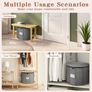 <b>Shoe</b> <b>Storage</b> Box Round Foldable Fabric 20-35L <b>Wardrobe</b> Organizer For <b>Shoes</b> - Product Image 3