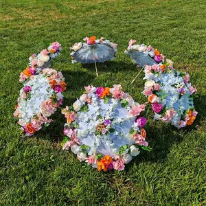 दुल्हन शादी की फोटोग्राफी के लिए छाता छत्र दुल्हन पुष्प फूल छाता खिड़की की दुकान प्रदर्शन स्प्रिंग समर रनवे सजावट