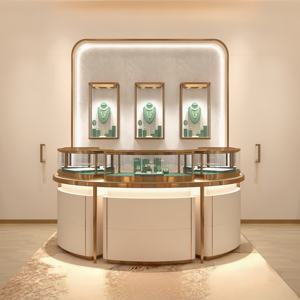 High-End <span class=keywords><strong>LED</strong></span>-Licht Vitrine Desktop Glass chutz Echtes Leder Oval Vitrine mit Requisiten für Schmuck <span class=keywords><strong>Display</strong></span> - Product Image 5