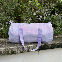 Sac polochon en seersucker bleu pour bébé Bagage portable Sac à main à rayures tendance Lot de 25 pièces GA Entrepôt Sac de voyage pour enfants DOM106-1494