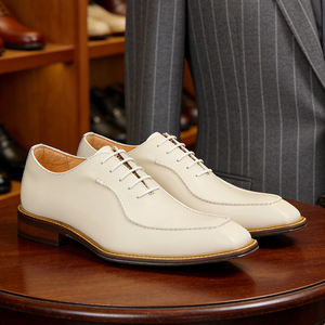 Zapatos Oxford de Punta Cuadrada, de Cuero Genuino, con Aumento de Altura, para Oficina y Vestir, para Todas las Temporadas, con Cordones y Suela de Goma - Product Image 1