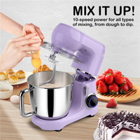 Robot culinaire électrique 1300W, mini robot de cuisine domestique, 4,5L, robot pâtissier électrique