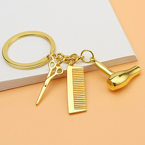 Personalizado divertido 3D pelo, Salón peluquero peluquería tijeras peine secador de pelo llavero promocional recuerdo regalo peine llavero/ - Product Image 3