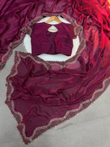 Bollywood nueva tendencia hermosa fantasía Zarkhan diamante trabajo SareeSequins diseño Saree - Product Image 5