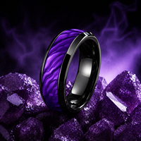 Bague unisexe JLM OEM en acier inoxydable électroplaqué noir, style vintage violet, idéale pour fiançailles, cadeaux, fêtes et mariages, ajustement confortable