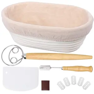 2024 hot sellCustomized Handmade Bread Proofing Basket Rattan Bread Fermentation Basket Set