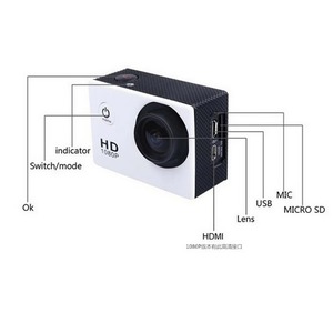 กล้องกีฬา 1080P กล้องกีฬา 12Mp กล้องกันน้ำใต้น้ำแบบฟูลเอชดี 2.0 นิ้วพร้อมชุดอุปกรณ์ติดตั้ง - Product Image 4
