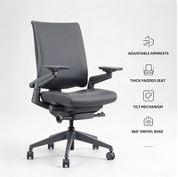 Chaise de bureau ergonomique à dossier moyen avec revêtement en cuir PU, accoudoirs réglables et base pivotante pour espace de travail commercial