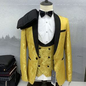 Erkek Takım Elbise 3 Parça Slim Fit Kruvaze Ceket Düğün Balo Blazer - Product Image 4