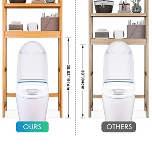 Estante ajustable de bambú natural de 3 niveles, organizador sobre el inodoro, estante de almacenamiento <span class=keywords><strong>para</strong></span> baño, ahorro de espacio <span class=keywords><strong>para</strong></span> cocina, sala de estar, hogar - Product Image 2