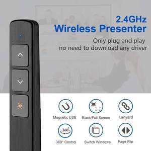 Qui Presentation Clicker <strong>Pointer</strong> 328FT Wireless Presenter Remote PPT PowerPoint Clicker 2.4GHz Presentation <strong>Pointer</strong> - Product Image 6