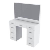 Coiffeuse modulaire moderne en bois avec meuble de rangement de chevet et miroir éclairé pour chambre d'hôtel et appartement