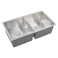 Évier de cuisine moderne à double cuvette en acier inoxydable 304 brossé de 32 pouces fabriqué à la main