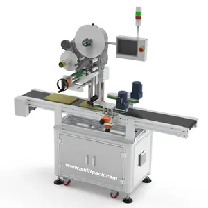 Automatic Jar Labeling And Labeling Machine SKILT Auto Food Meat Tray Box Top Plane Labeling Machine