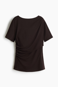 Haut de maternité en jersey drapé pour la <span class=keywords><strong>grossesse</strong></span> et l'allaitement, à manches courtes, asymétrique, col rond, style t-shirt - Product Image 4