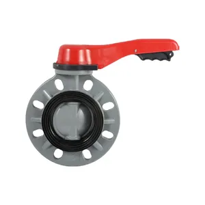 Best Selling FRPP PPH PVDF UPVC CPVC Wafer Handle Lever Butterfly Valve For Alkali Acid Corrosive Substances