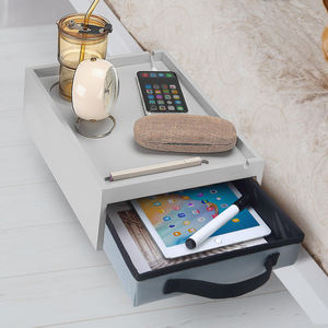 Étagère de chevet en bambou facile à assembler, organisateur <span class=keywords><strong>avec</strong></span> porte-gobelet et gestion des câbles, table de rangement de chevet <span class=keywords><strong>avec</strong></span> <span class=keywords><strong>tiroir</strong></span> - Product Image 5