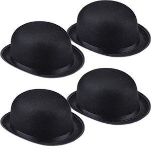 Cappello a Bombetta Nero da Gentiluomo per Adulti, Cappello da Equitazione, da Maggiordomo, Cappello Formale per Abiti da Matrimonio, in Materiale Magico di Feltro - Product Image 1