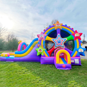 Castillo inflable comercial para niños con tobogán y plataforma de saltos, tipo noria, para uso en seco o mojado. - Product Image 1