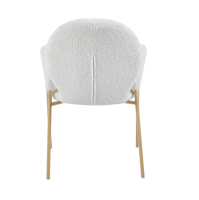 Chaise de salle à manger moderne en tissu bouclé avec accoudoirs, chaise d'appoint de luxe blanche, tabouret rembourré pour coiffeuse de chambre