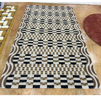 Tapis en acrylique tufté à la main, grand format pour salon, couleur noire, motif lignes, prix de gros, tapis de zone