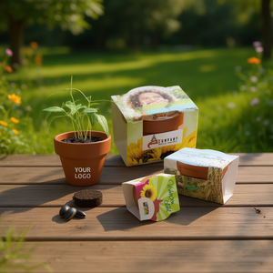 Kit de pot de fleurs circulaire en terre cuite italienne écologique à marque blanche avec graines et terre non enduite pour la plantation en intérieur - Product Image 3