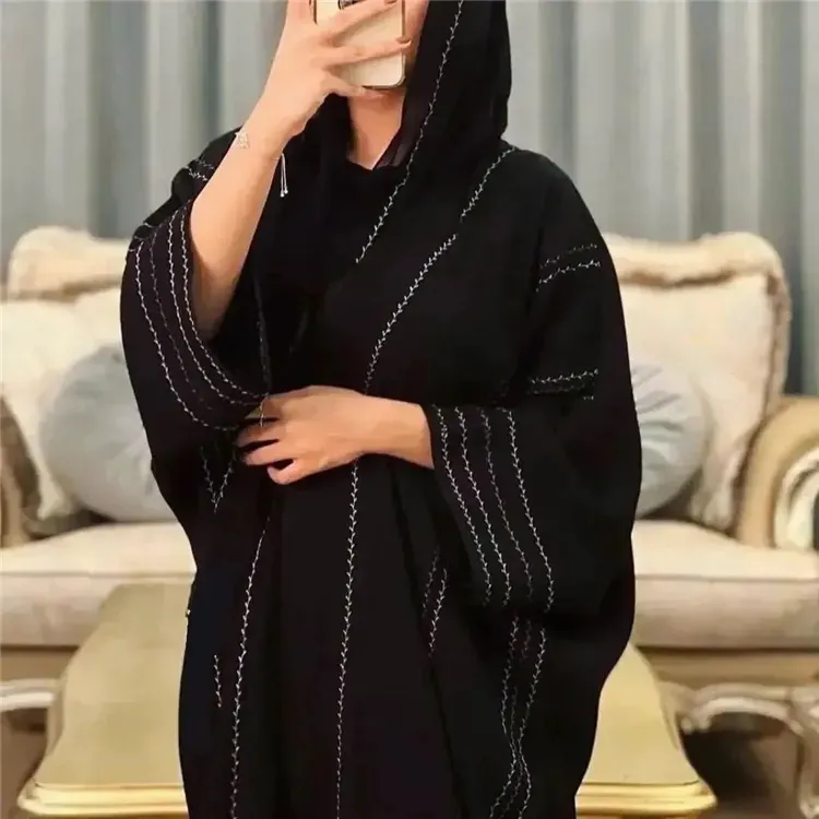 Elgent muslimische Frauen Dubai Muslimah Niqab Stickerei Khimar Burka Naher Osten Jubah Kleider Abaya Mit Hijab