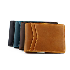 Cartera de hombre de cuero Crazy <span class=keywords><strong>Horse</strong></span> con logotipo personalizado, tarjetero de identificación y de negocios de cuero genuino Delgado - Product Image 6