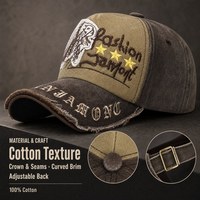 Casquette de baseball unisexe vintage avec logo personnalisé, aigle brodé, effet délavé, boucle métallique réglable et visière incurvée pour un usage décontracté