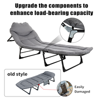 Lit de camping pliable multifonctionnel au design moderne avec coussin pour une utilisation en extérieur, cadre en métal