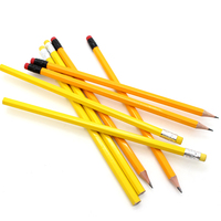 Vente en gros de bois jaune personnalisé avec logo promotionnel # Ensemble de 2 crayons HB avec gomme, mine noire, haute qualité, DRATEC, pour le bureau et l'école