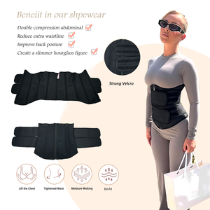 Faja reductora de látex con doble cinturón, corsé con cremallera, faja moldeadora en forma de W, faja para abdomen inferior, entrenador de cintura deportivo para pérdida de peso - Product Image 2