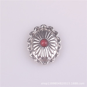 Hebilla de tela artesanal de cuero con patrón floral, diseño de moneda de plata, imitación de turquesa y diseños de dólar estadounidense - Product Image 3