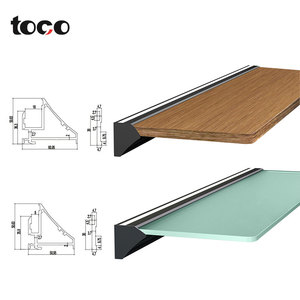 Étagères de rangement éclairées en alliage d'aluminium en gros, étagères murales minimalistes avec planches en <span class=keywords><strong>bois</strong></span> - Product Image 3
