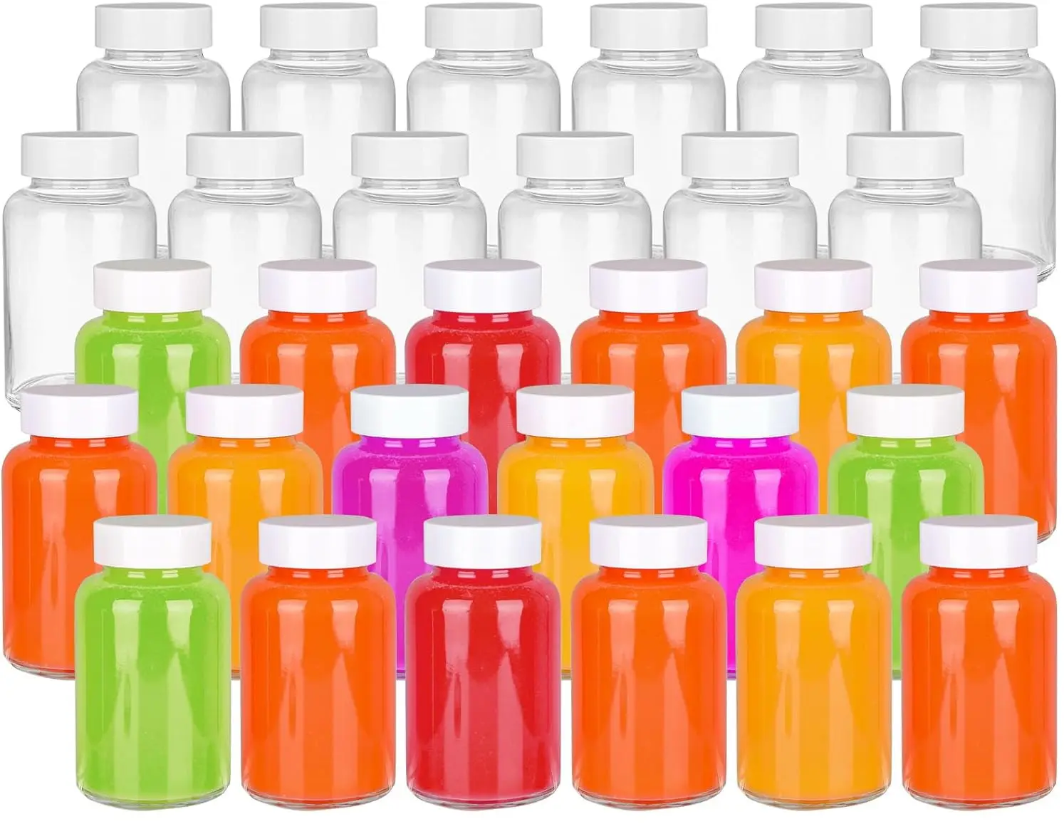 Yeniden kullanılabilir şeffaf cam şişeler 120 ML boş sağlık suyu atış şişeleri 4 OZ cam atış şişeleri suyu için