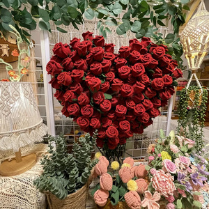 Bouquet di Rose artificiali all'uncinetto regalo di san valentino decorazione di nozze prodotti fatti a mano con gambo di Rose - Product Image 3