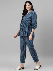 Women <b>Tie</b>-<b>Dye</b> Ankle Length Top With Trouser Half Sleeve Cord <b>Set</b> For Women Cotton Long Jumpsuits Western Dress for Women Stylish - Product Image 2