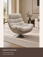 Fauteuil pivotant moderne rembourré avec coque aspect cuir pour salon ou coin lecture