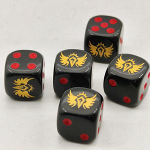 Set di dadi acrilici personalizzati per giochi da tavolo Pub di famiglia placcatura in oro con Logo digitale inciso - Product Image 2