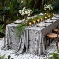 Nappe jacquard florale à feuilles de palmier tropicales, couverture de table tissée de luxe pour la décoration d'hôtels, banquets et mariages
