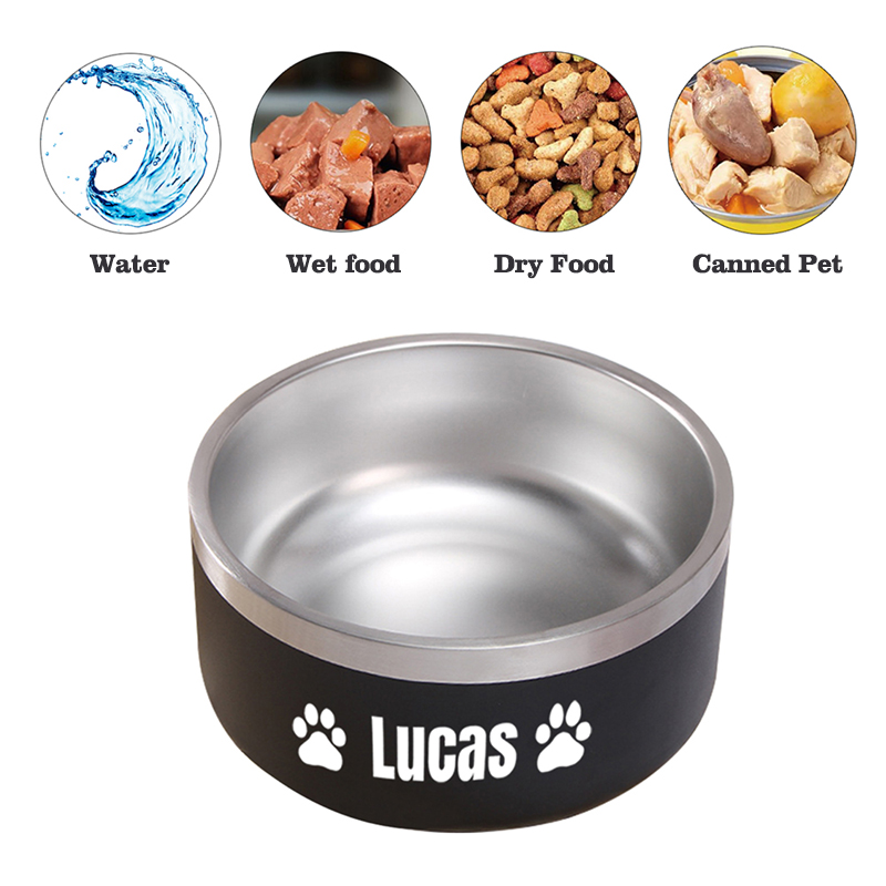 custom double wall stainless steel pet doggie food feeder water dog bowl
