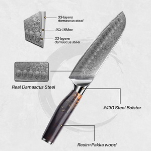 Coltello <span class=keywords><strong>Santoku</strong></span> Garwin OEM personalizzato in stile giapponese, in acciaio Damasco a 67 strati con manico in legno, per vendita all'ingrosso - Product Image 5