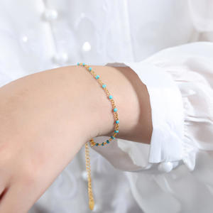 Bijoux de collier de chaîne en acier inoxydable de conception de perles colorées de style bohème de qualité d'usine pour les femmes - Product Image 6