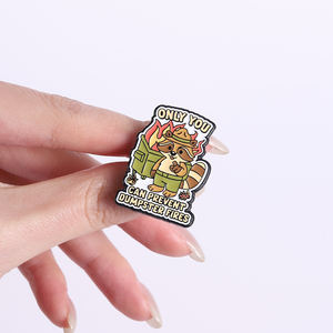 Pin de meme de incendio en contenedor de basura, <span class=keywords><strong>solo</strong></span> tú puedes detenerlo, broche con diseño de Ranger Mapache, accesorio para uso diario, regalo de humor de internet - Product Image 4
