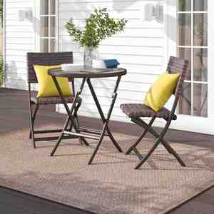 Yilin ชุดรับประทานอาหารกลางแจ้งทรงกลมปรับแต่งได้สำหรับ2คนเฟอร์นิเจอร์ลานบ้านที่ทนทานกันน้ำและพับได้ - Product Image 2