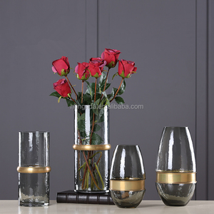 Soplado florero <span class=keywords><strong>de</strong></span> cristal redondo con anillo <span class=keywords><strong>de</strong></span> cobre para <span class=keywords><strong>las</strong></span> flores y la <span class=keywords><strong>casa</strong></span> Deco - Product Image 2
